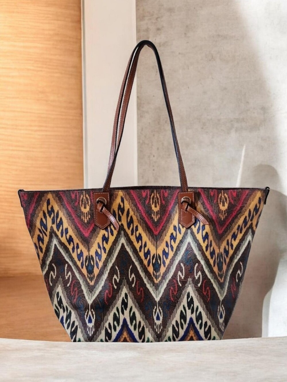 Authentic ETRO RARE Boho Paisley Pattern Printed Tote Bag in Multicolor with COA